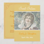 Elegantes, klassisch gelbliches Foto zum 16. Einladung (Vorne/Hinten)