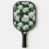Elegantes klassisch grünes botanisches weißes Blum Pickleball Schläger (Rückseite)