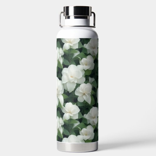 Elegantes klassisch grünes botanisches weißes Blum Trinkflasche (Rückseite)