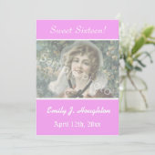 Elegantes, klassisch rosa, süßes 16-Party-Foto Einladung (Stehend Vorderseite)