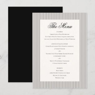 Elegantes klassisches Black Cream White Wedding Di Menükarte