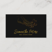 Elegantes klassisches Black Gold Peacock Real Anwe Visitenkarte (Vorderseite)