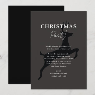 Elegantes klassisches Black Xmas Rentier Weihnacht Einladung