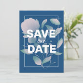Elegantes klassisches Blau Lila Kein Foto Save The Date (Stehend Vorderseite)