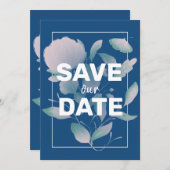Elegantes klassisches Blau Lila Kein Foto Save The Date (Vorne/Hinten)