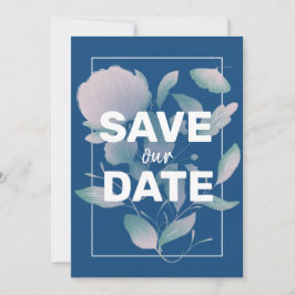 Elegantes klassisches Blau Lila Kein Foto Save The Date