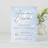 Elegantes klassisches blaues Aquarell 40 Jahre Jub Einladung (Stehend Vorderseite)