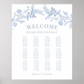 Elegantes klassisches blaues Hochzeitsdiagramm Poster (Vorne)