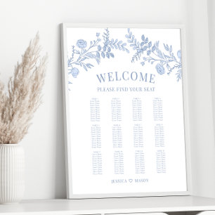 Elegantes klassisches blaues Hochzeitsdiagramm Poster