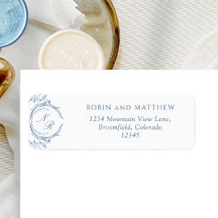 Elegantes klassisches, blaues Monogramm-Hochzeitla
