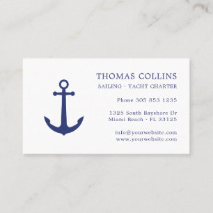 Elegantes klassisches Blue White Nautical Anchor L Visitenkarte