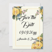 Elegantes klassisches Blumengelb Save the Date Einladung (Vorderseite)