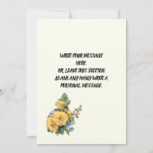 Elegantes klassisches Blumengelb Save the Date Einladung (Rückseite)