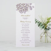 Elegantes, klassisches Boho Lila Spirals Hochzeits Programm (Stehend Vorderseite)