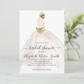 Elegantes klassisches Braut-Hochzeitgown-Brautpart Einladung (Stehend Vorderseite)