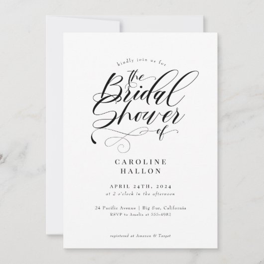 Elegantes klassisches Brautparty Einladung (Vorderseite)