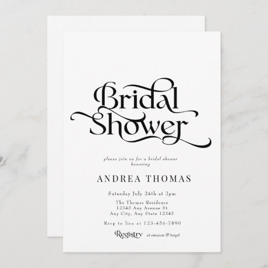 Elegantes klassisches Brautparty Einladung (Vorne/Hinten)