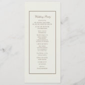 Elegantes klassisches Cream Brown Script Wedding P Programm (Rückseite)
