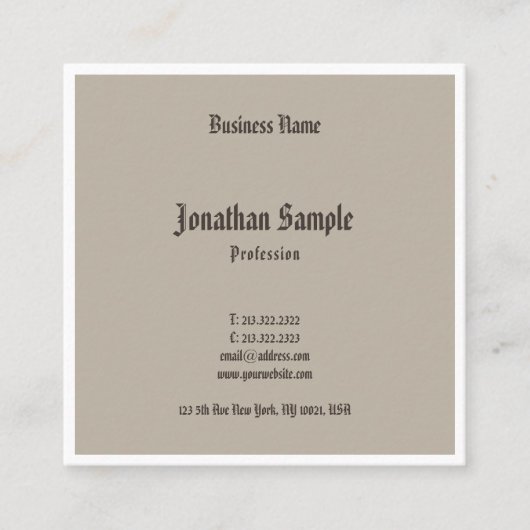 Elegantes klassisches Design Coole Nostalgie Quadratische Visitenkarte (Vorderseite)