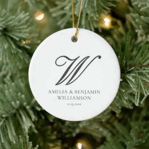 Elegantes klassisches Familienmonogramm Minimalist Keramik Ornament