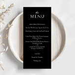 Elegantes klassisches formales Black Wedding Dinne Menükarte<br><div class="desc">Elegante Classic-Karte für das formelle Black Wedding Dinner</div>
