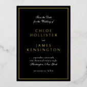 Elegantes klassisches formales Schwarzes Foto Hoch Folieneinladung (Vorderseite)