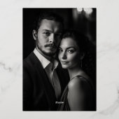 Elegantes klassisches formales Schwarzes Foto Hoch Folieneinladung (Rückseite)