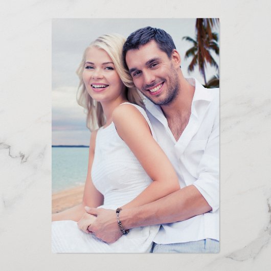 Elegantes klassisches Foto Folieneinladung (Rückseite)