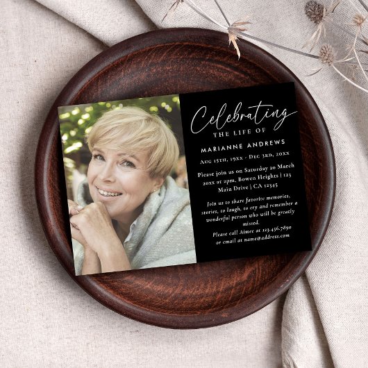 Elegantes klassisches Foto - Gedenkfeier Einladung