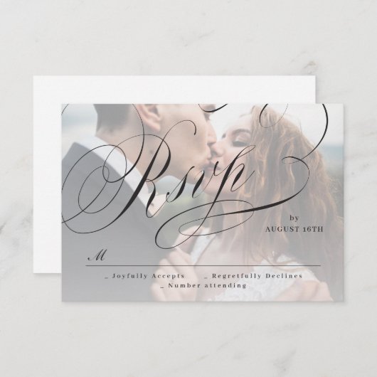 Elegantes klassisches Foto Hochzeit RSVP-Auto RSVP Karte (Vorne/Hinten)