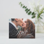 Elegantes klassisches Foto Hochzeit RSVP Pos Postkarte (Stehend Vorderseite)