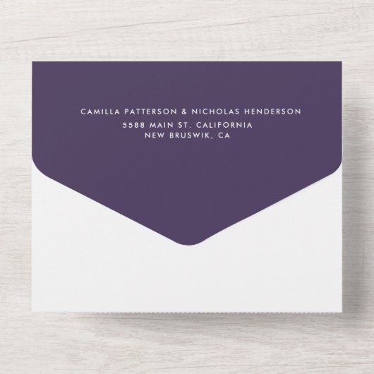 Elegantes klassisches Foto Lila UAWG Wedding All In One Einladung (Rückseite)