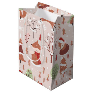 Elegantes klassisches Fox-Muster Mittlere Geschenktüte