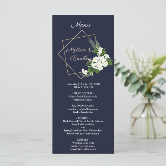 Elegantes klassisches geometrisches Hochzeitsmenü Programm (Stehend Vorderseite)