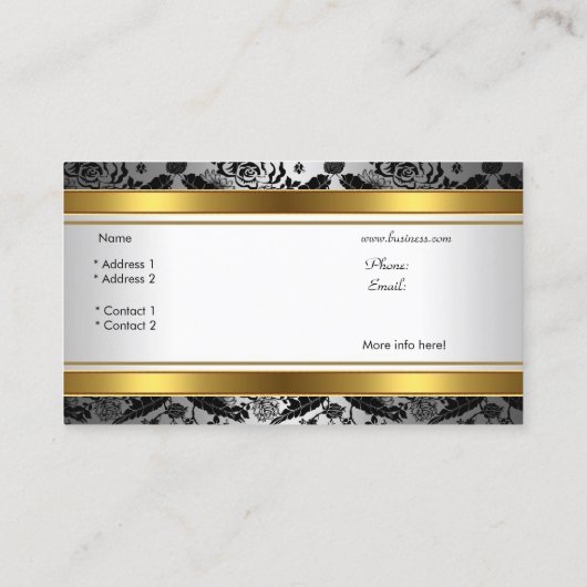 Elegantes klassisches Gold Gray Schwarz Visitenkarte (Rückseite)