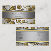 Elegantes, klassisches Gold Silber mit Blumengeste Visitenkarte (Vorne/Hinten)