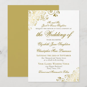 Elegantes klassisches Gold & White Style Einladung