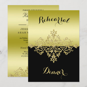 Elegantes, klassisches Golden & Black Probe Dinner Einladung