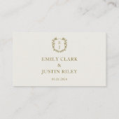 Elegantes klassisches Golden Wappen Monogram Weddi Platzkarte (Rückseite)