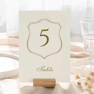 Elegantes klassisches Golden Wappen Monogram Weddi Tischnummer