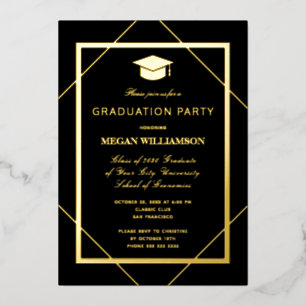 Elegantes klassisches Graduiertengold Folieneinladung