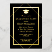 Elegantes klassisches Graduiertengold Folieneinladung (Vorderseite)