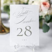 Elegantes klassisches Grau auf weißer kalligrafisc Tischnummer