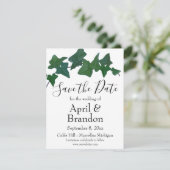 Elegantes klassisches Green English Ivy Skript Save The Date (Stehend Vorderseite)