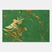 Elegantes klassisches Grün- und Goldmarmor Geschenkpapier Set (Vorderseite)