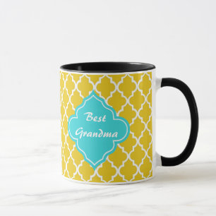Elegantes, klassisches, hellgelbes Vierfolienmonog Tasse
