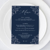 Elegantes, klassisches Hochzeitmenü der Marine Menükarte