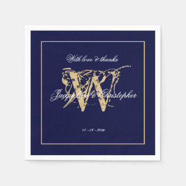 Elegantes klassisches Hochzeitspapier für Navy & G Serviette