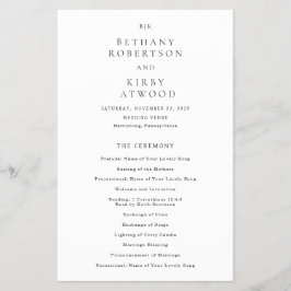 Elegantes klassisches Hochzeitsprogramm