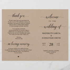 Elegantes klassisches Hochzeitsprogramm für faltba